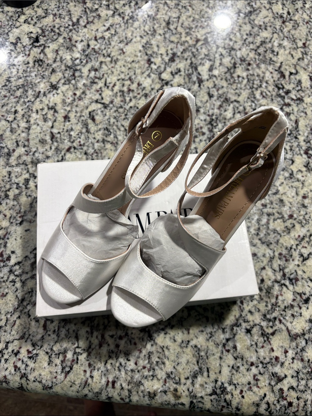 Dream Pairs Silver Satin Open-Toe Ankle Strap Heels